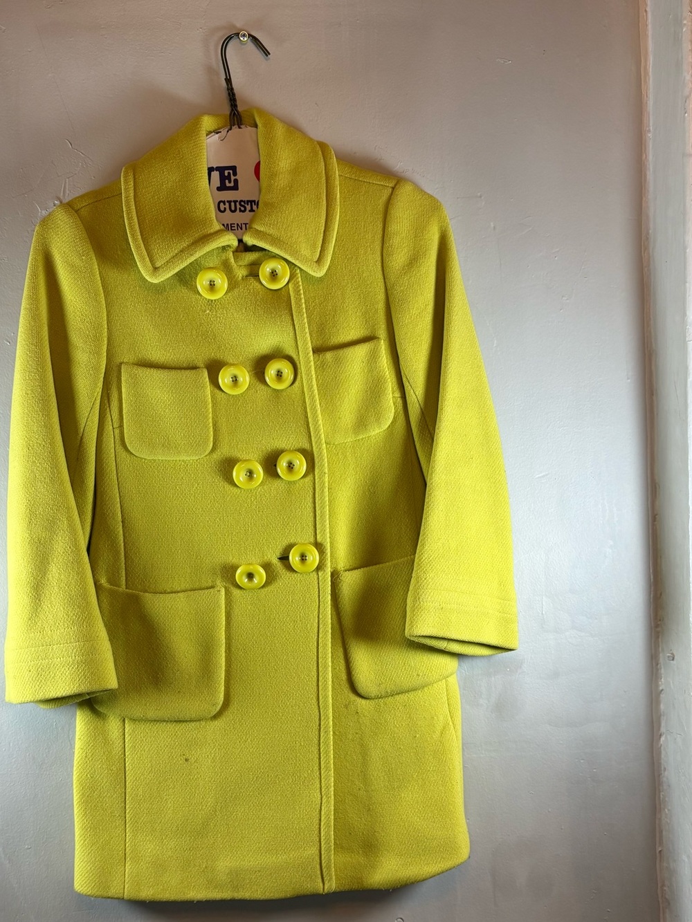J.Crew Chartreuse Wool Double-Breasted Coat Sz 2P